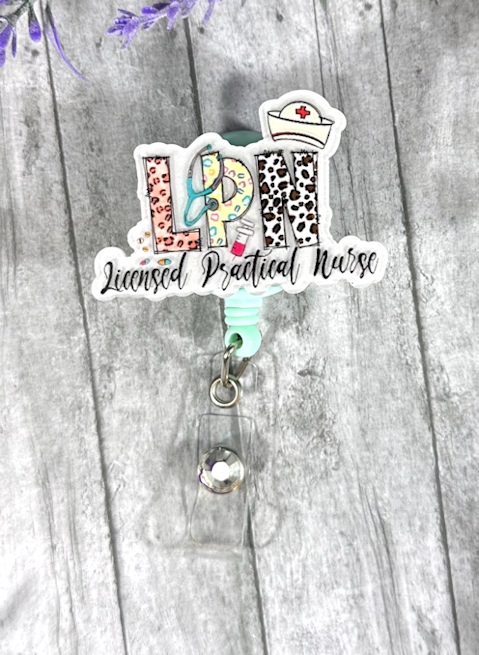 Handmade LPN Badge Reel On Aqua Base