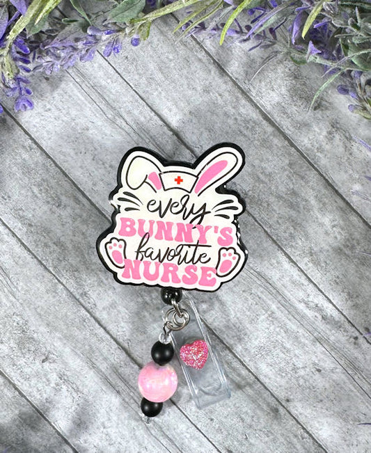 Handmade Easter Bunny Nurse Badge Reel