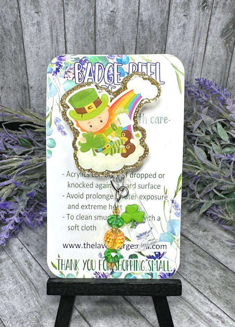 Handmade St Patricks Day  Badge Reel