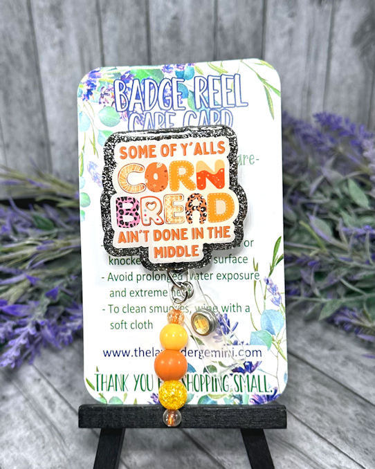 Handmade Fall Cornbread Badge Reel