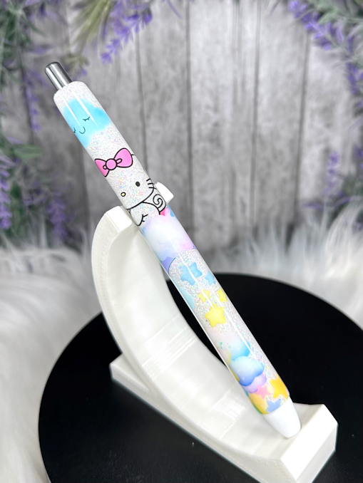 Handmade Hello Kitty Rainbow glitter pen with free refill