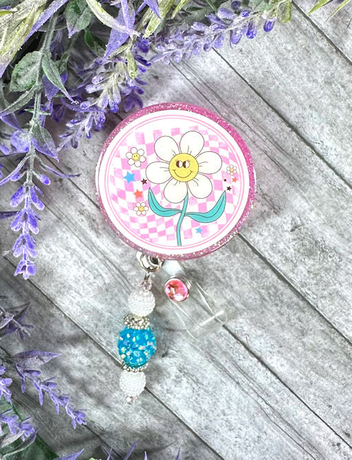 Handmade Flower ID badge reel