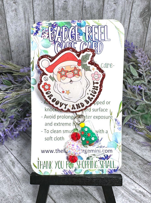 Handmade Christmas Hippy Santa Badge Reel