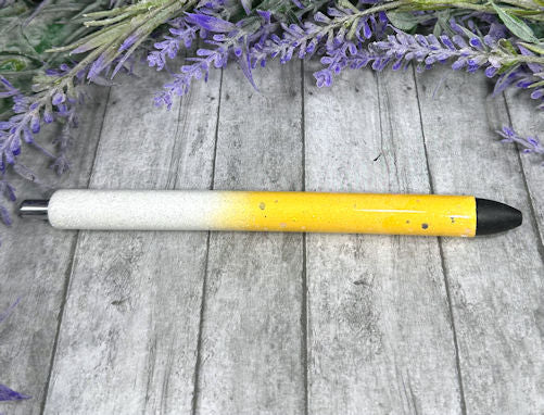 Handmade Yellow and White ombre glitter pen with free refill