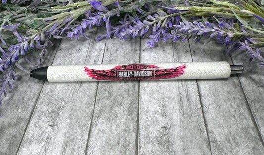 Handmade Wrapped Harley Davidson glitter pen with free refill