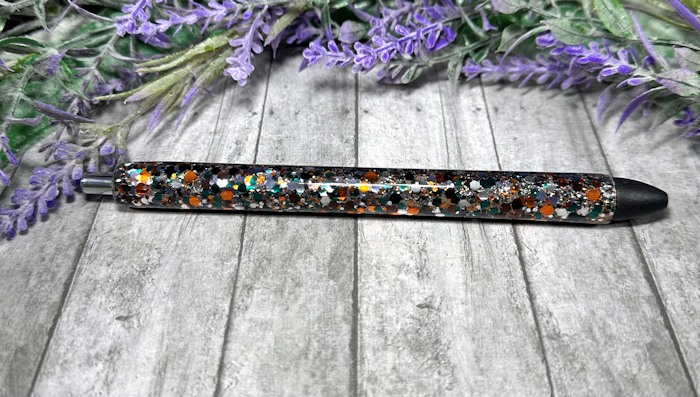 Handmade Dark Fall colors chunky glitter pen with free refill