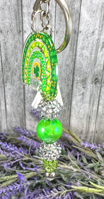 Handmade Beaded St Patricks Irish Keychain With Clip and Keyring 2