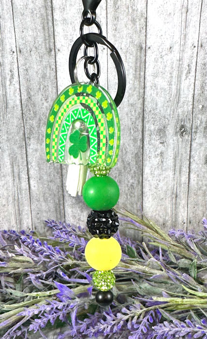 Handmade Beaded St Patricks Irish Keychain With Clip and Keyring 3