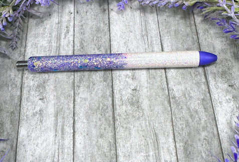 Handmade Lavender Holographic and White ombre glitter pen with free refill