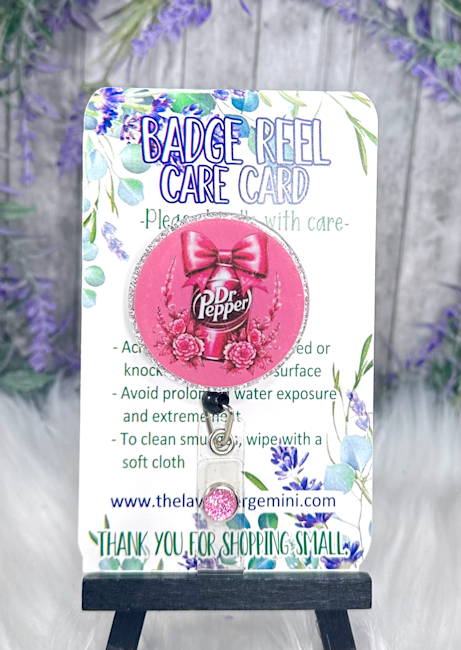Handmade Dr Pepper Badge Reel