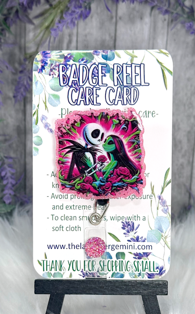 Handmade Jack and Sally Love Badge Reel