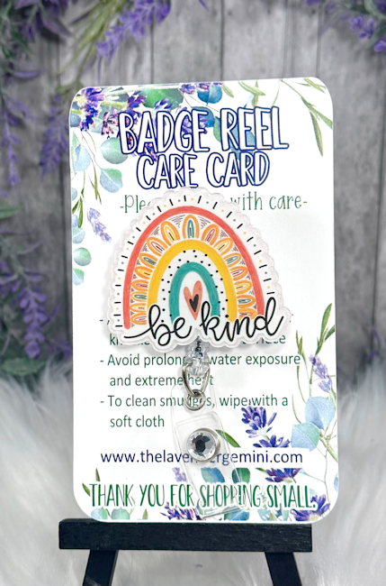 Handmade Be Kind Rainbow Badge Reel