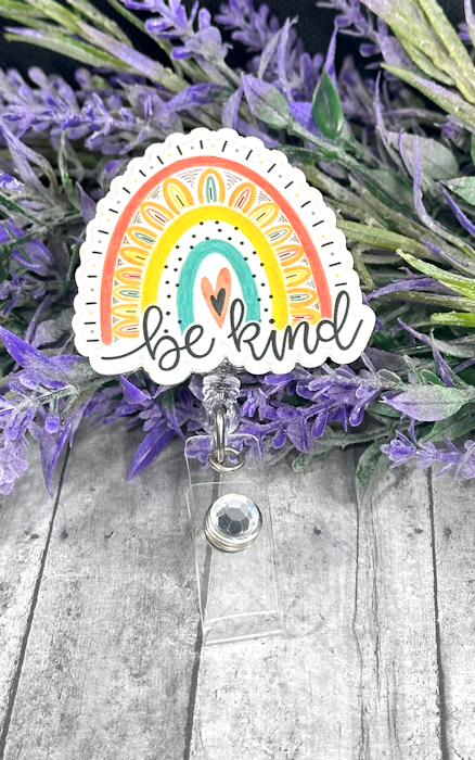 Handmade Be Kind Rainbow Badge Reel