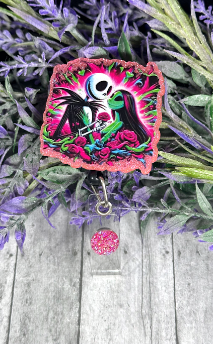 Handmade Jack and Sally Love Badge Reel