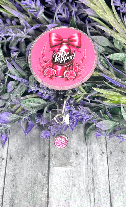Handmade Dr Pepper Badge Reel