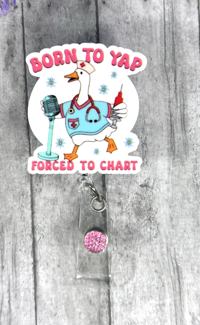 Handmade Forced to Chart Nurse Doctor Badge Reel