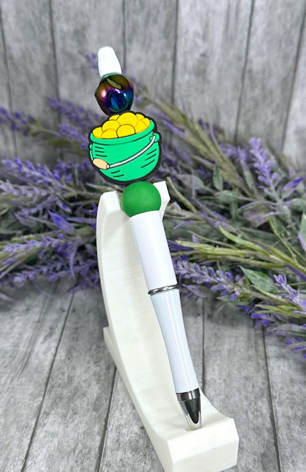 Handmade St Patricks Pot of Gold   Beaded Ballpoint with free refill