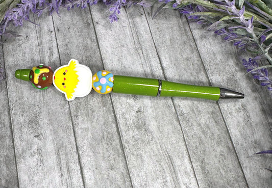 Handmade Easter Chick  Beaded Ballpoint with free refill