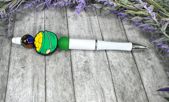 Handmade St Patricks Pot of Gold   Beaded Ballpoint with free refill