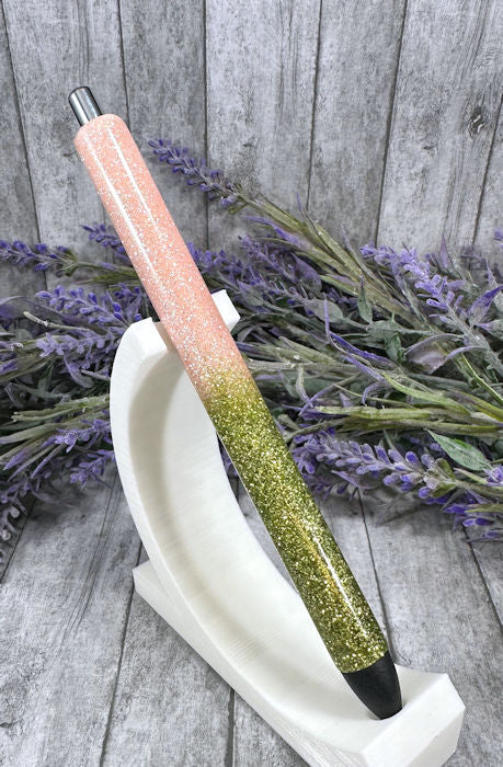 Handmade Peach and Sage Green Ombre glitter pen with free refill