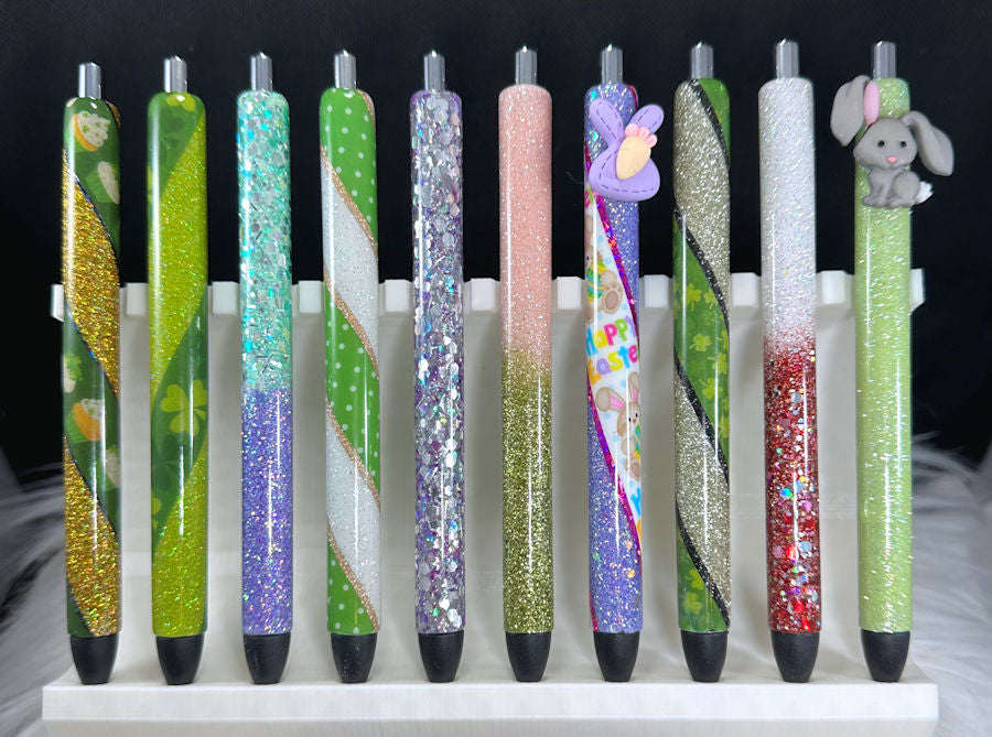 Handmade Bright Green glitter pen with free refill