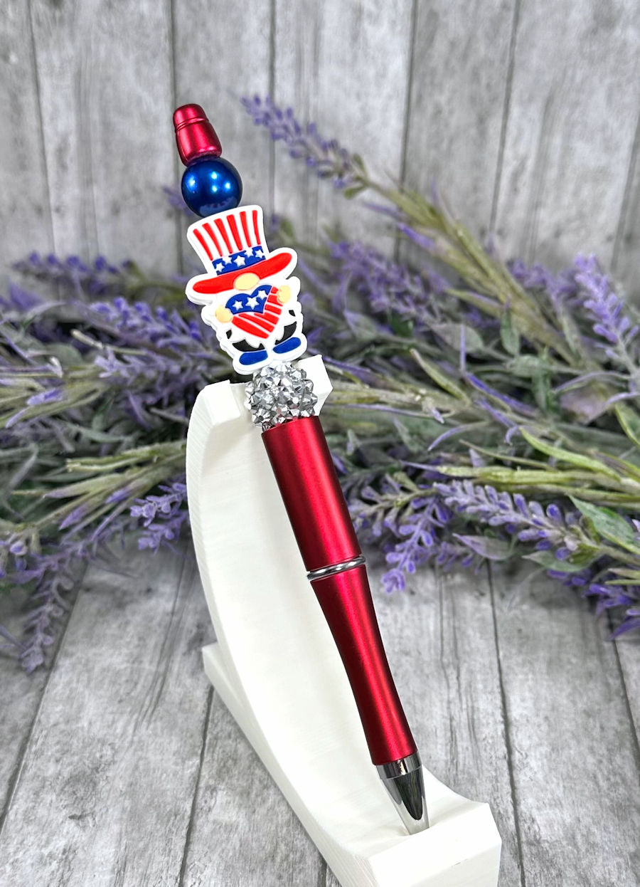 Handmade Uncle Sam Gnome Patriotic Beaded Ballpoint with free refill