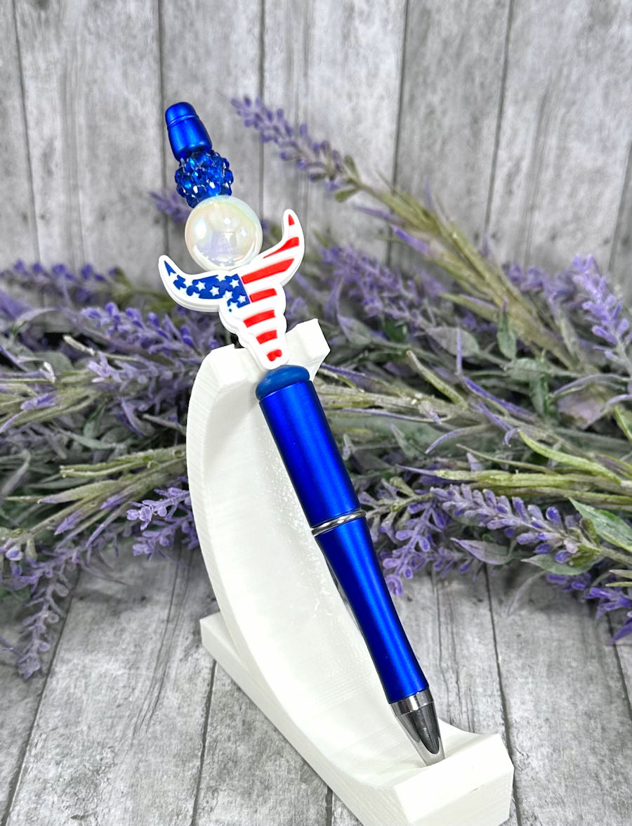 Handmade Bull Patriotic Beaded Ballpoint with free refill