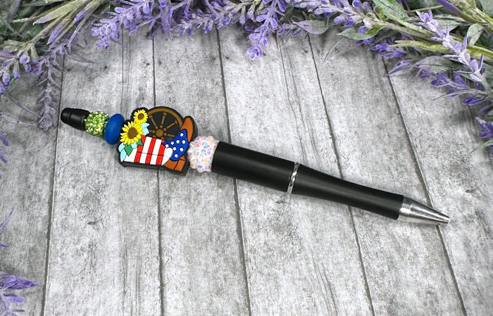 Handmade Western Boot Patriotic Beaded Ballpoint with free refill