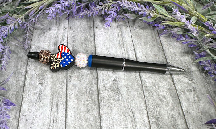 Handmade Hearts Patriotic Beaded Ballpoint with free refill