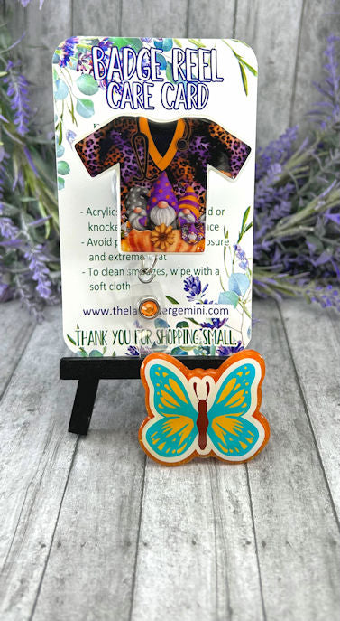 Handmade Nurse Scrubs and Butterfly Badge Reel Set