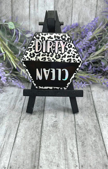 3 inch Clean and Dirty Animal Print Dishwasher Magnet