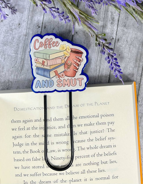 Book Lovers Coffe and Smut Jumbo Paper Clip Bookmark