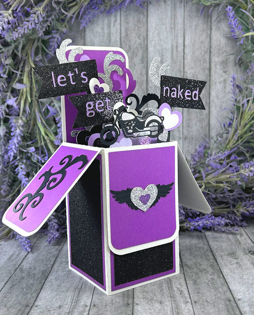 Handmade Lets Get Naked Valentines 3D box card