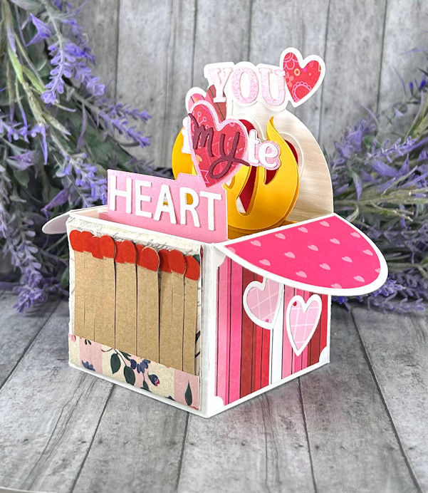 Handmade You Ignite My Fire Valentines Day 3D box card 1