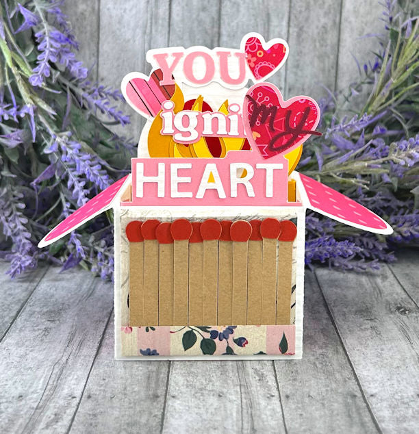 Handmade You Ignite My Fire Valentines Day 3D box card 1