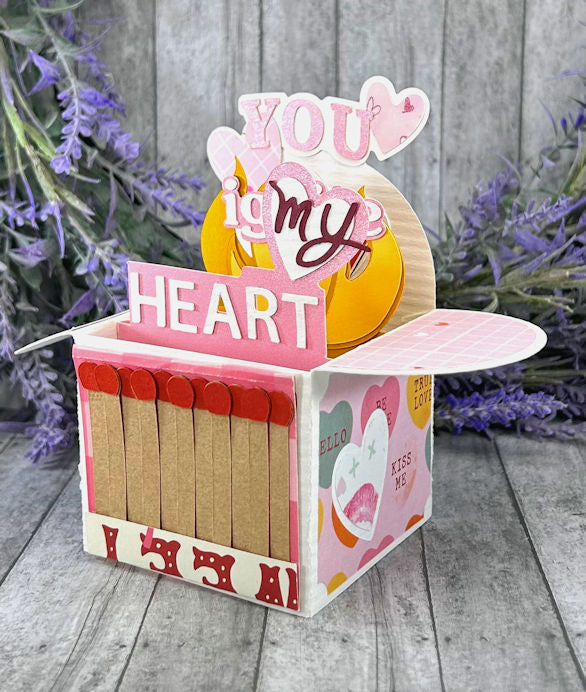 Handmade You Ignite My Fire Valentines Day 3D box card 2