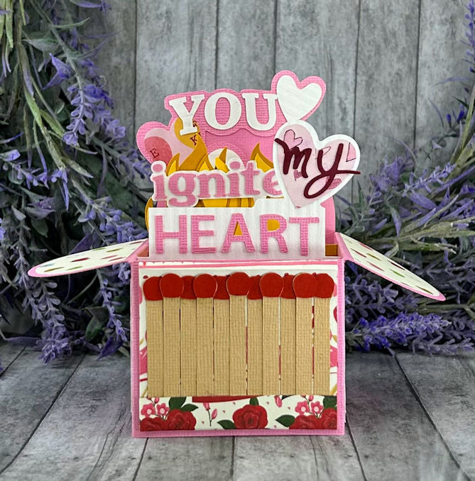 Handmade You Ignite My Fire Valentines Day 3D box card 4