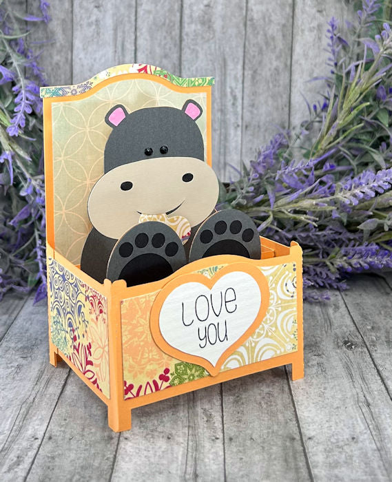 Handmade Hippo Love You Day 3D box card 4