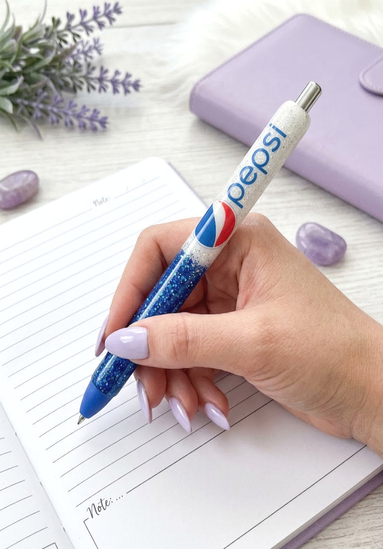 Handmade Diet Pepsi glitter pen with free refill