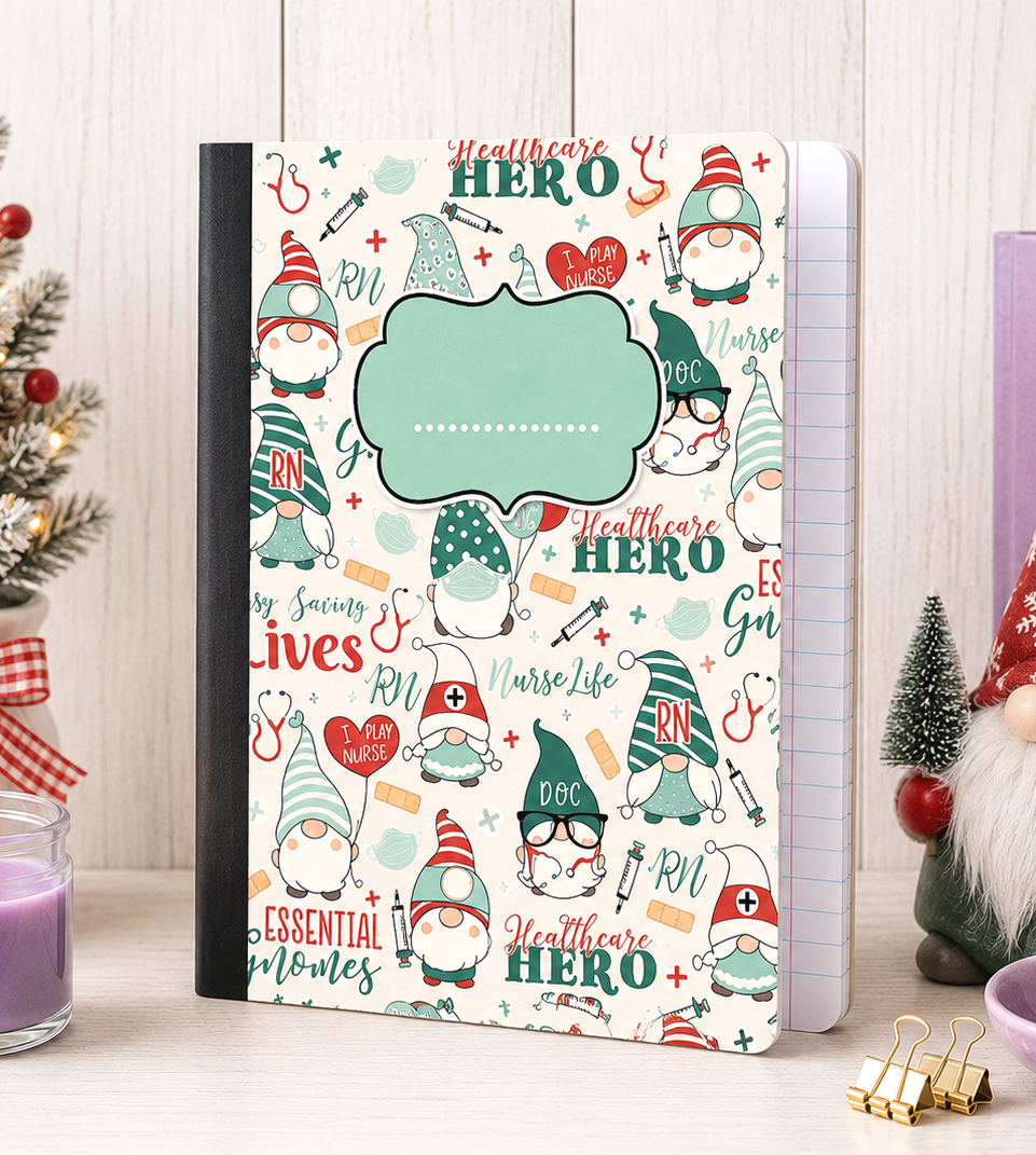 Decorative Vinyl Covered Composition Notebook Medical Gnomes