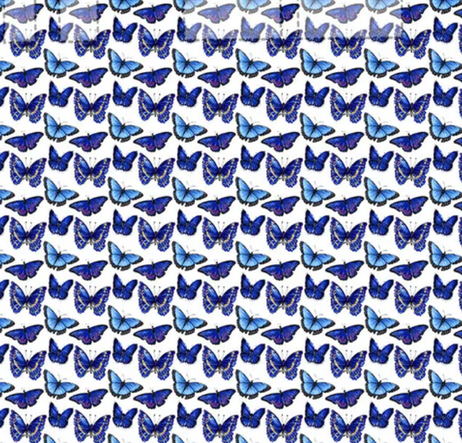 Handmade Blue Butterflies on navy blue glitter pen with free refill