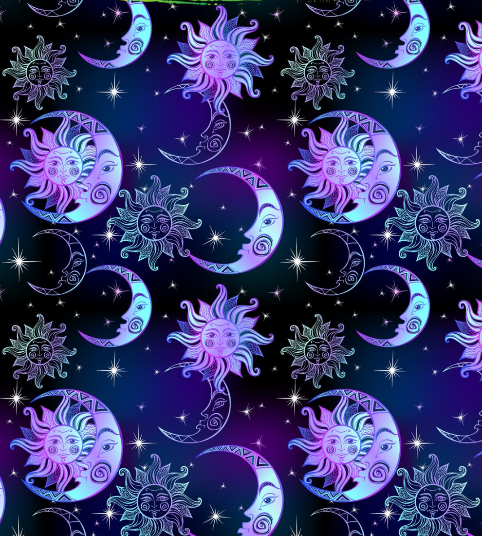 Handmade Moons and Stars horizontal on purple glitter pen with free refill