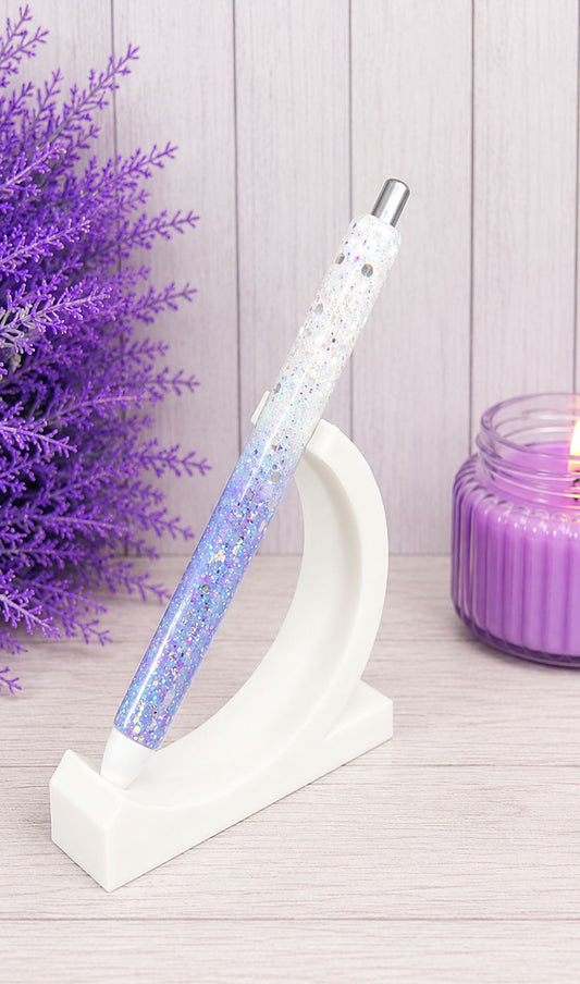 Handmade Pastel Lavender and White glitter pen with free refill