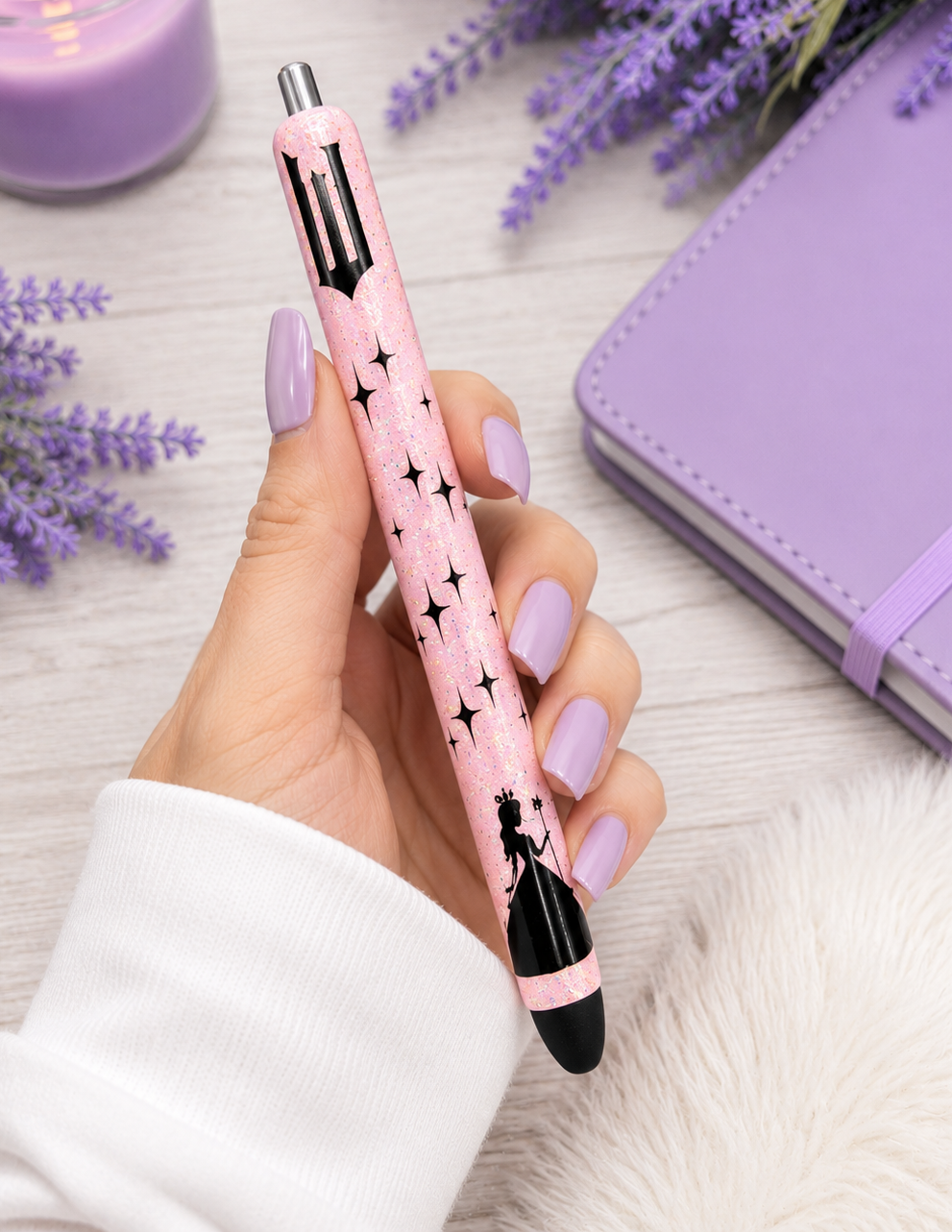 Handmade Wicked Themed Glinda glitter pen with free refill