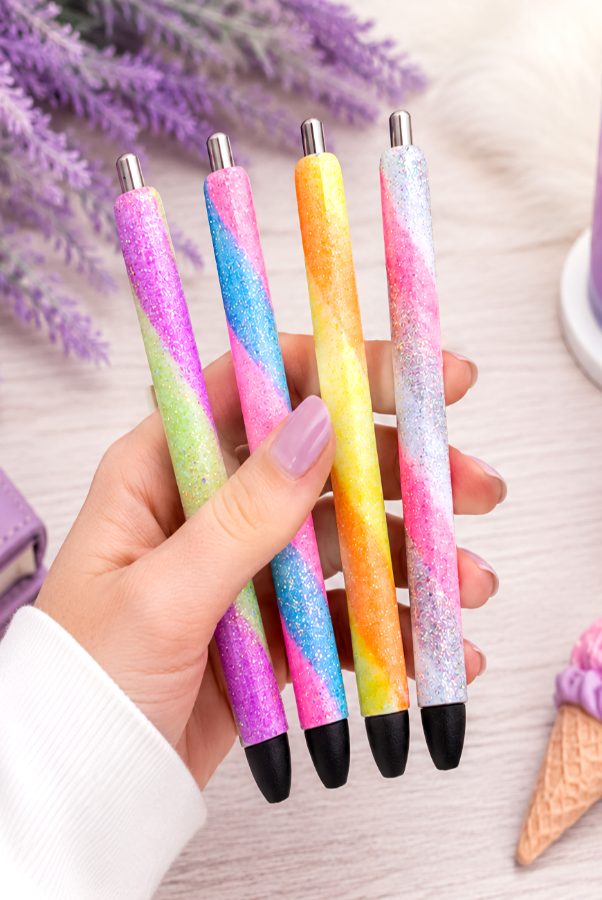 Handmade Yellow and Orange Swirl ombre glitter pen with free refill