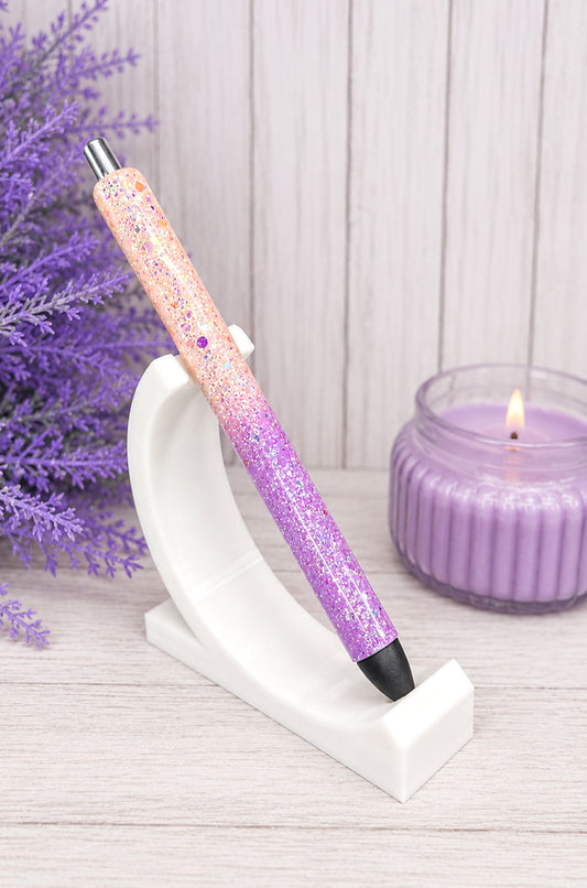 Handmade Peach and Lavender ombre glitter pen with free refill