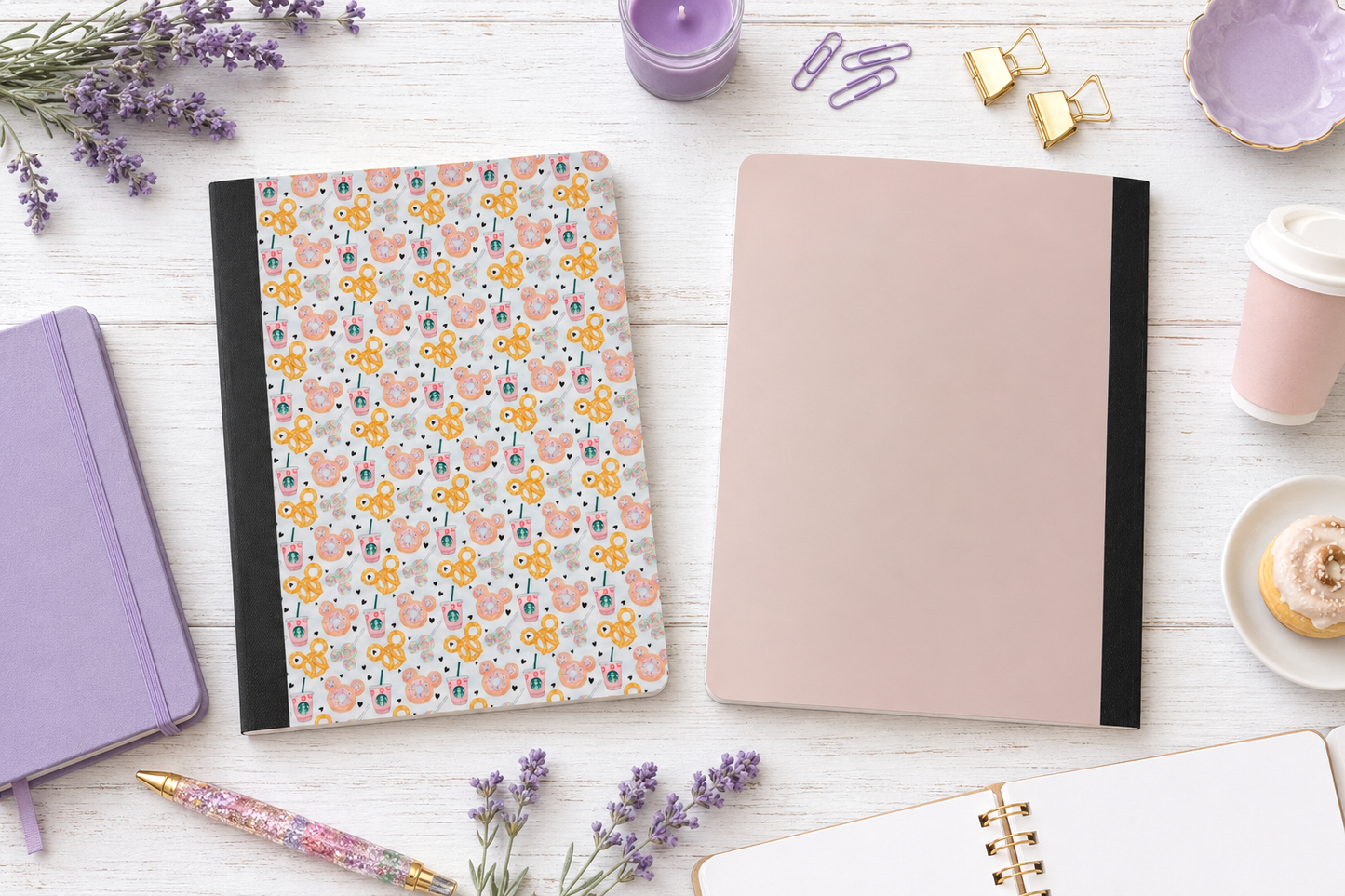 Decorative Vinyl Covered Composition Notebook Mouse and Coffee