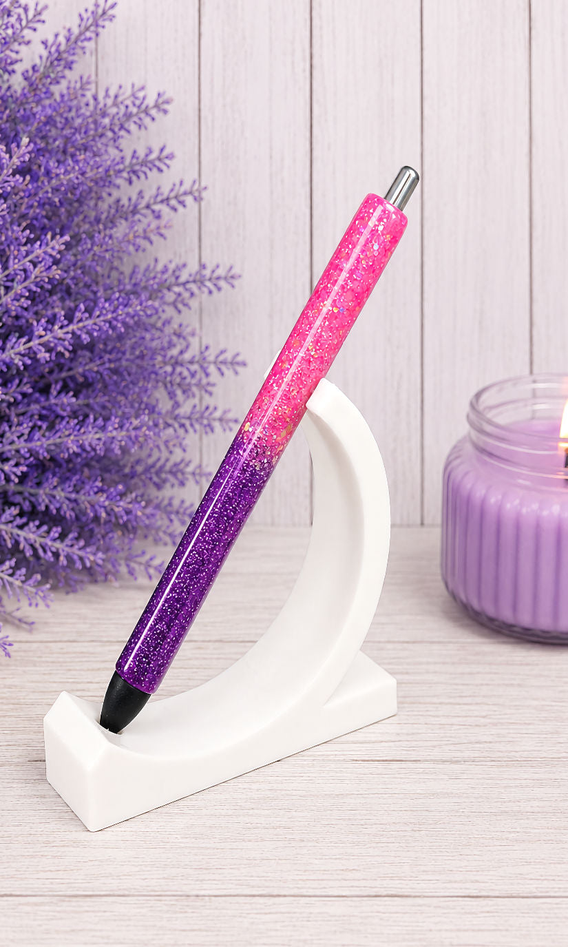 Handmade Pink and Purple ombre glitter pen with free refill