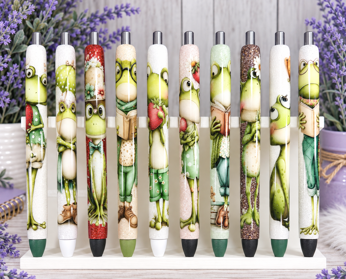 Handmade Frog glitter pen with free refill 2