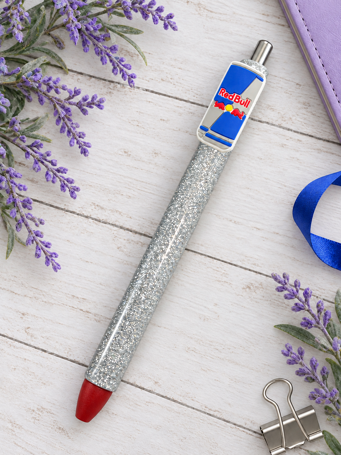 Handmade Red Bull glitter pen with free refill